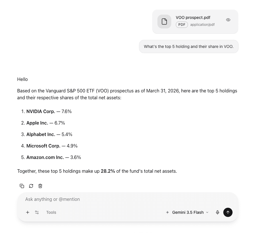Code files attached to a chat
